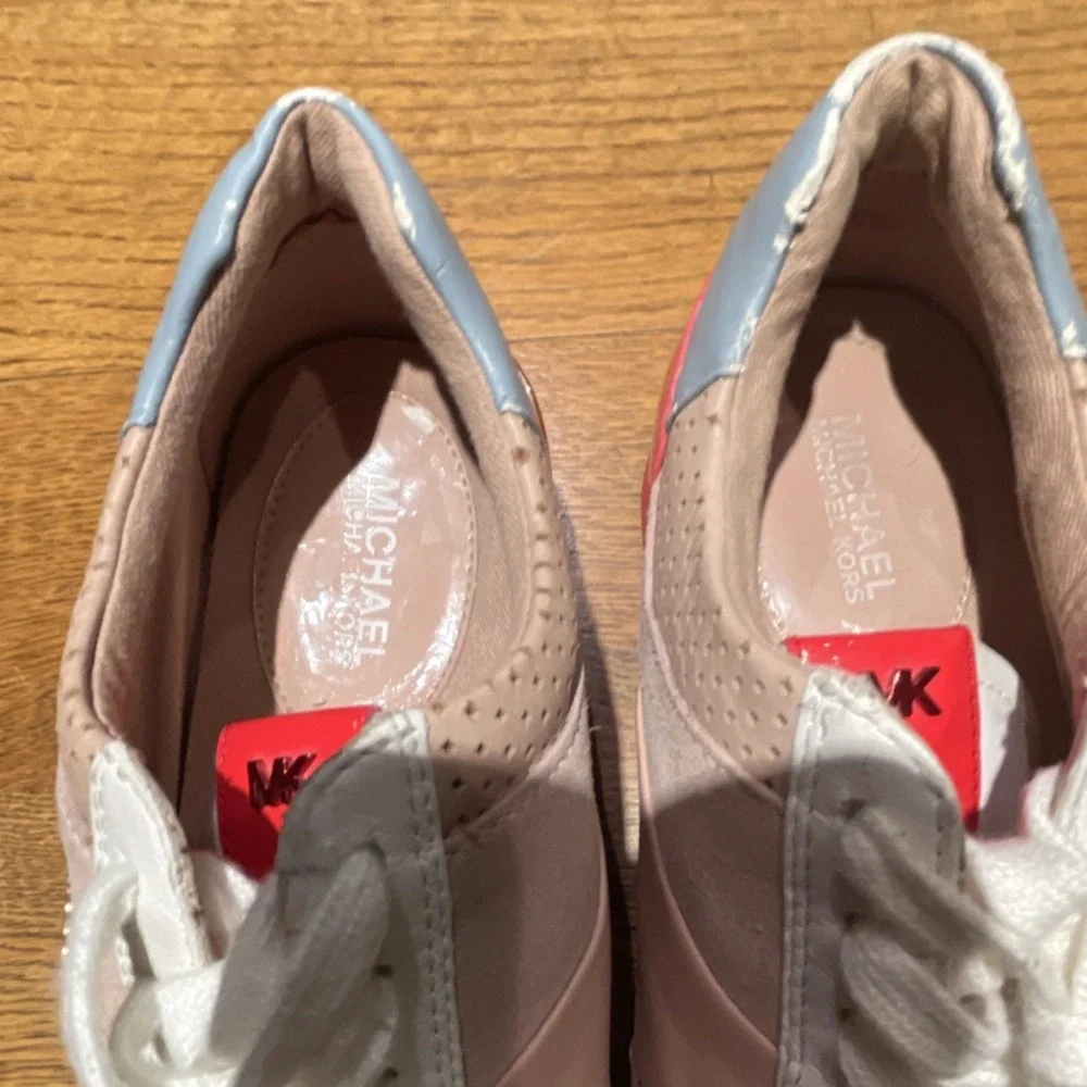 Michael Kors Pink White Red Blue Cushioned Lace-Up Low Top Women's Sneakers